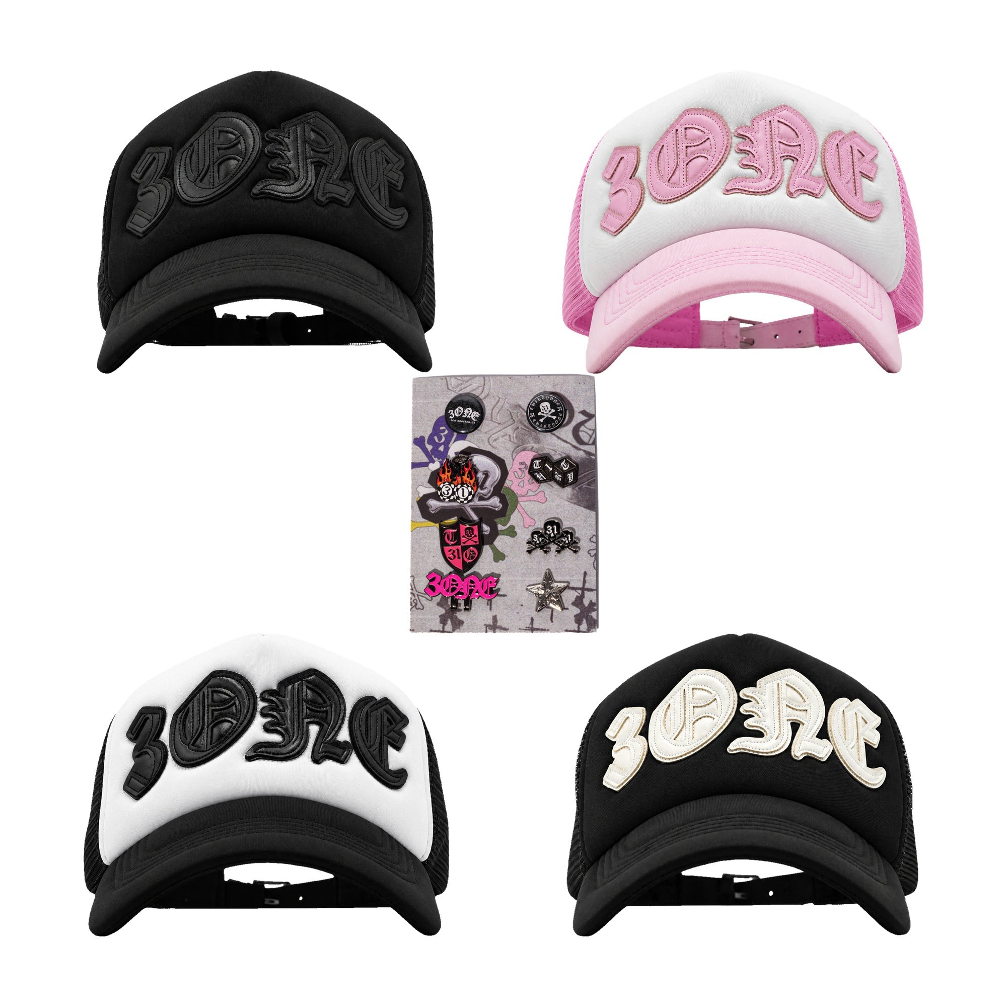 3ONE Curved Complete Set — four hats with free pin pack