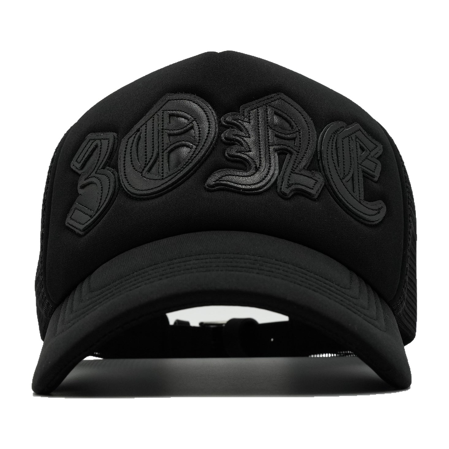3ONE BLACK/BLACK curved brim — studio photograph DSC00220