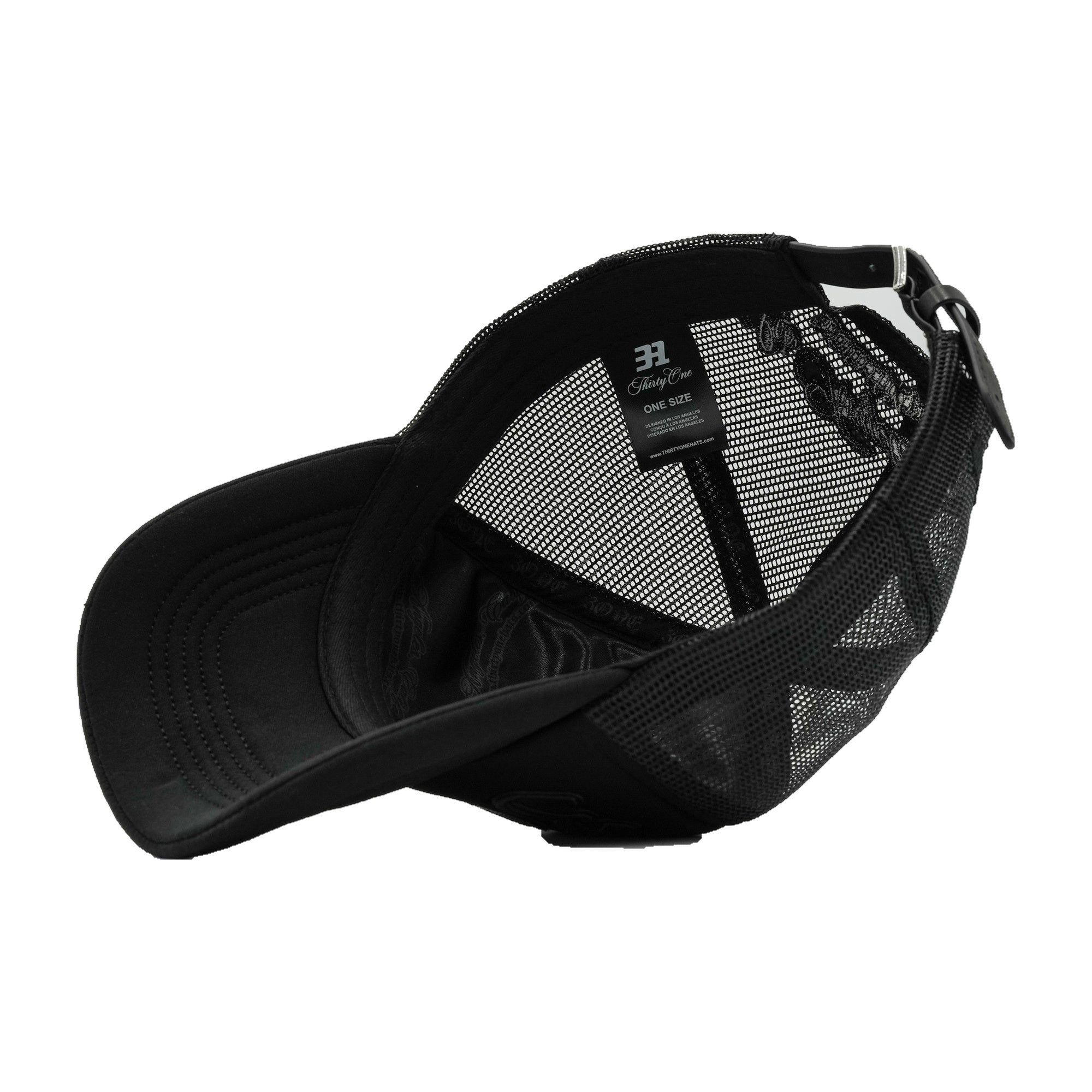3ONE BLACK/BLACK curved brim — studio photograph DSC00237